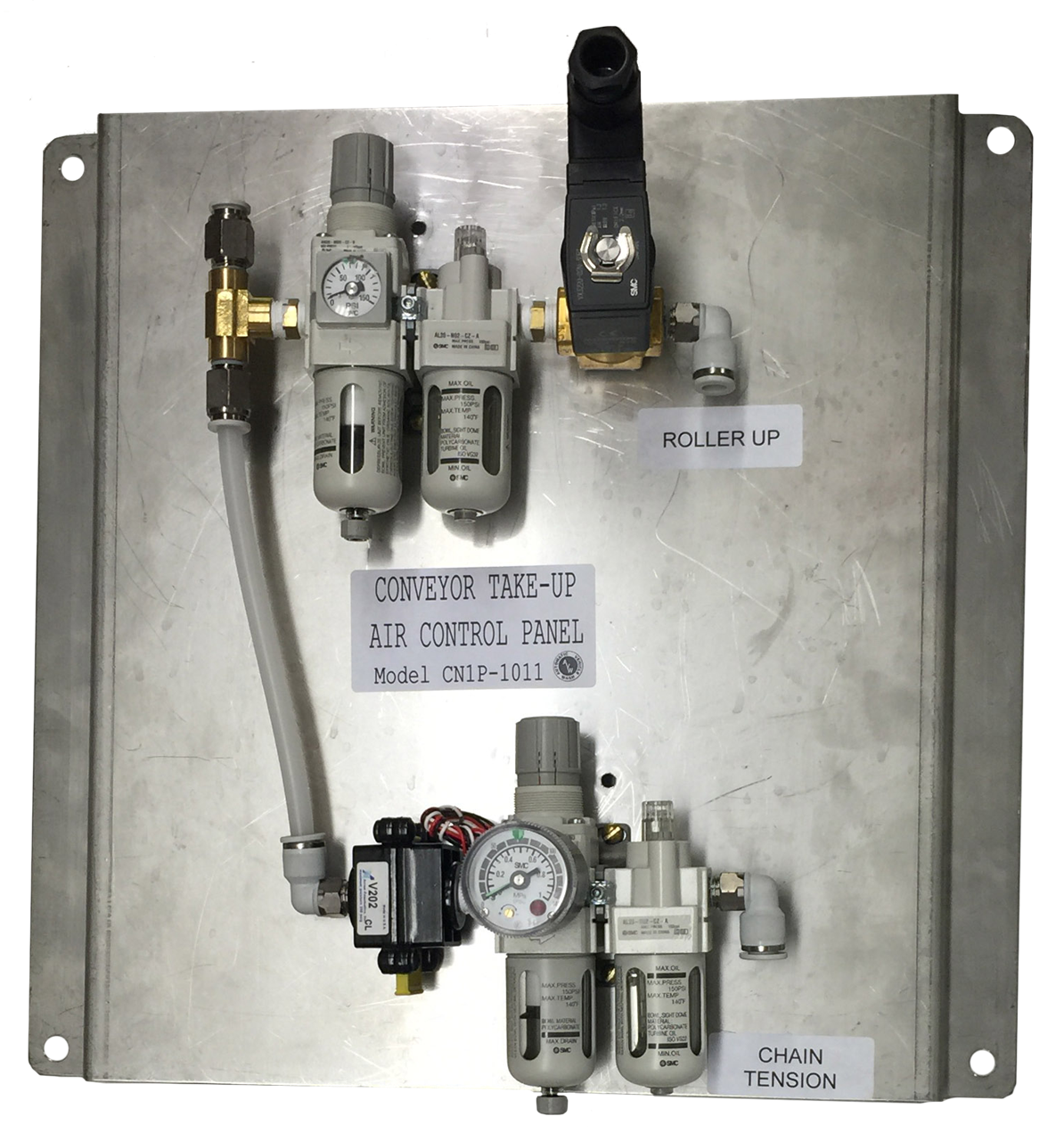 0000622 conveyor take up air panel w3 way valve on roller up