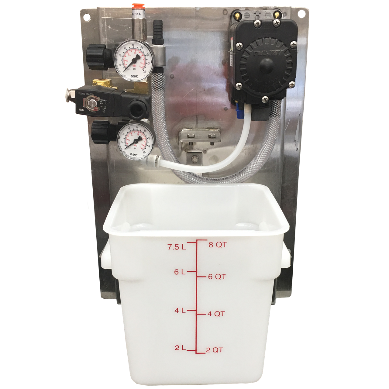 0000691 pump panel air foaming wflojet pump compact panel w8 qt bucket